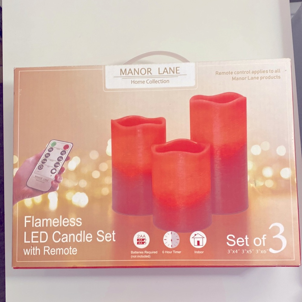 MANOR LANE FLAMELESS LED CANDLE SET